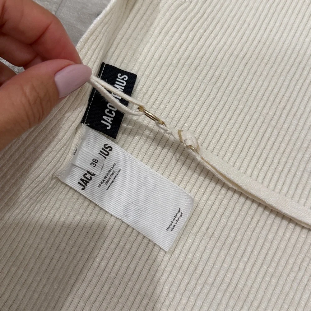 Jacquemus Cream One-Shoulder Ribbed Knit Top - Picture 3 of 3